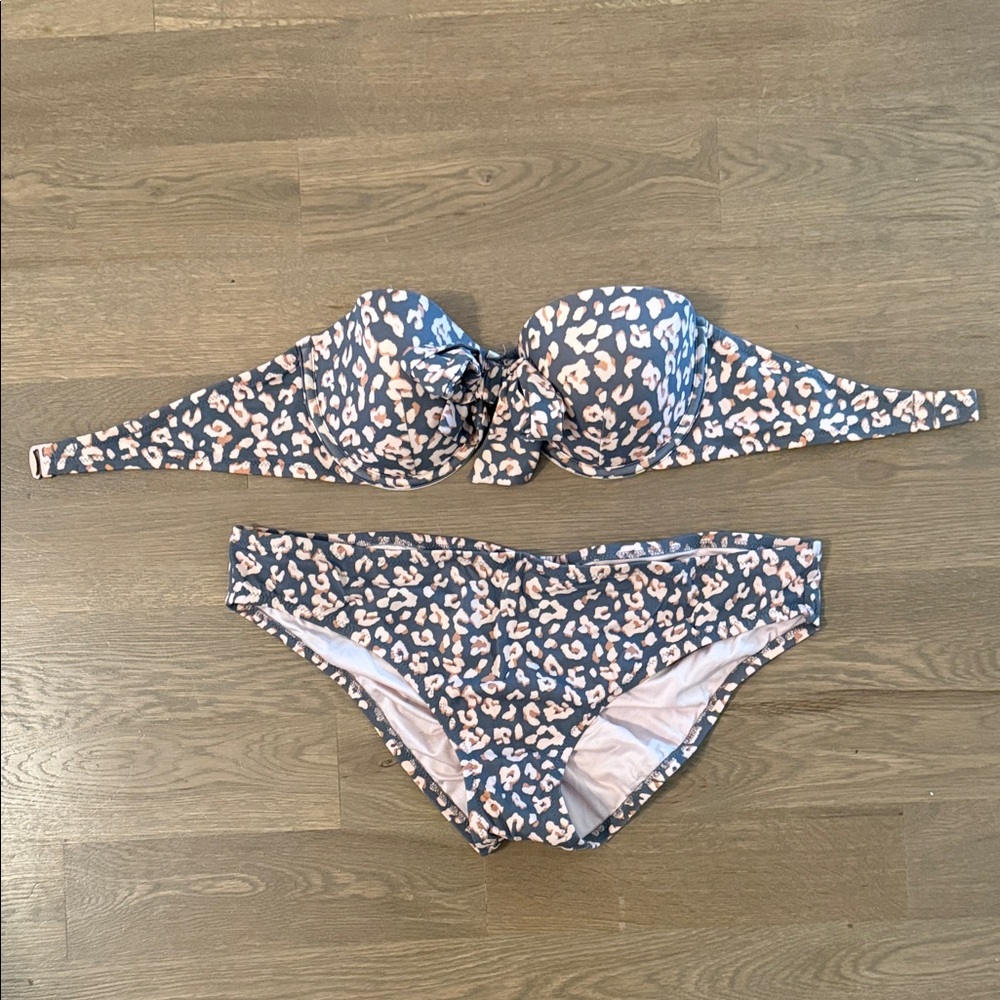 Shade & Shore Blue and Pink Leopard Bikini
